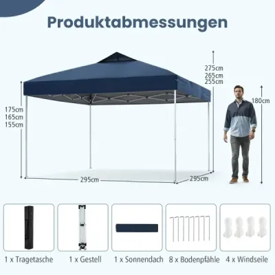 Pavilon 3x3m skládací pavilon vodotěsný stabilní UV ochrana 50+ párty stan skládací stan námořní