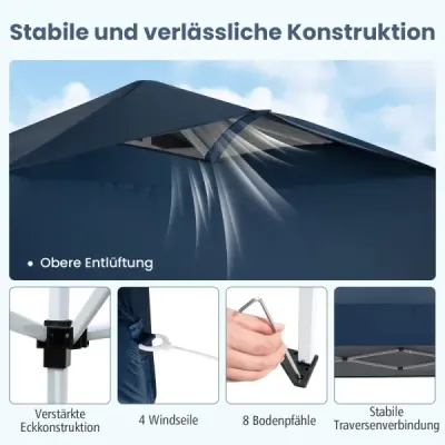 Pavilon 3x3m skládací pavilon vodotěsný stabilní UV ochrana 50+ párty stan skládací stan námořní