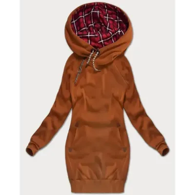 Dlouhá dámská mikina MODA738/1 karamelová