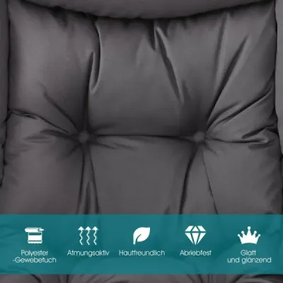 Moderní křeslo s područkami a boční kapsou. Rekreační křeslo z polyesterové tkaniny. Křeslo s ušákem do obývacího pokoje. Šedé.