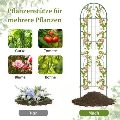 Sada 4 kovových trelážových prvků, dekorativní zahradní plot, volně stojící treláž 180 x 50 cm, zelená