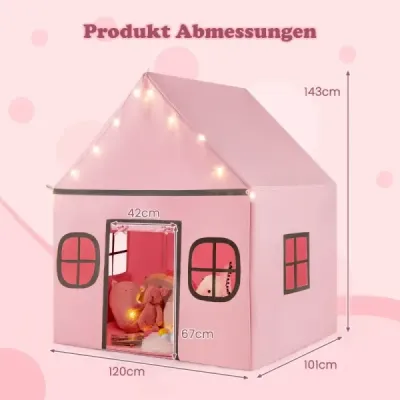 Dětský vnitřní stan s hvězdicovými světly a polstrovanou podložkou Pink + Black