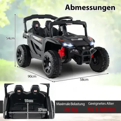 Dětské 12V elektrické auto s dálkovým ovládáním Elektrický UTV Truck Dětské auto Dětské vozidlo Černá barva