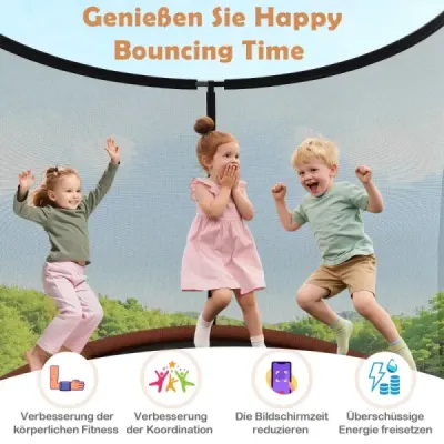 Venkovní trampolína s žebříkem, zahradní trampolína kulatá s ochrannou sítí Ø244cm oranžová