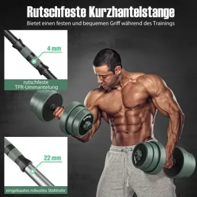 Sada činek 4 v 1, nastavitelná sada činek 20 kg, včetně činky a tyče Kunz a kettlebellů