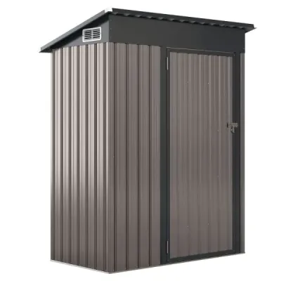 Kovový zahradní domek 150 x 90,5 x 185 cm | 1,5 m³ kůlna na nářadí s pultovou střechou, světle šedý