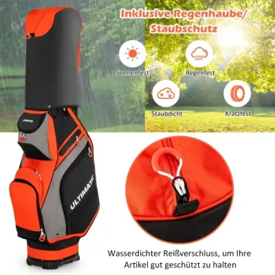 Lehký a přenosný golfový bag se 14 přepážkami po celé délce černý + červený