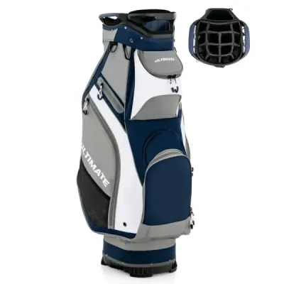 Lehký a přenosný golfový bag po celé délce se 14 přihrádkami Navy + Grey