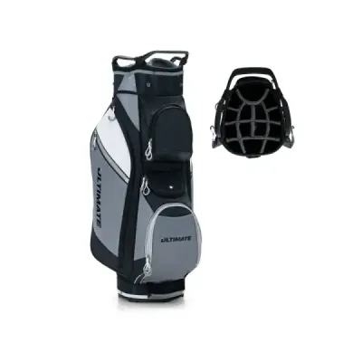 Golfový bag se 14 přihrádkami a vodotěsnou kapsou na cennosti černý + šedý