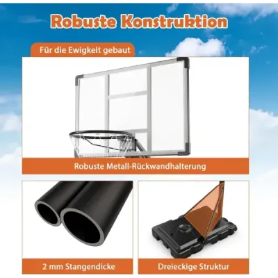 Outdoor Basketball Hoop 135/143-305 cm Výškově nastavitelný basketbalový stojan se 2 kolečky