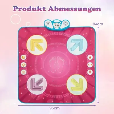 Dětská taneční podložka s LED světly a pexesem a 8 hudebními hrami, růžová