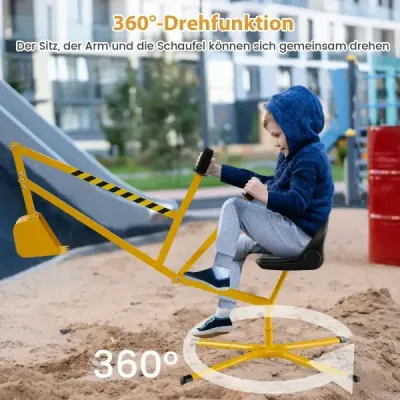 Rypadlo s otočným sedadlem o 360° pro sezení na kovové plošině s lopatou a obouručním ovládáním, žluté
