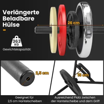 Šestihranná záchytná tyč robustní činka s plochou do 226 kg nosnosti černá