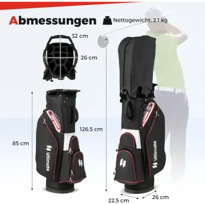 Golfová taška Lehký golfový vak s 14 přihrádkami Voděodolný golfový vak Černá