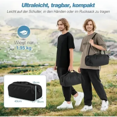 Ultralehké kempinkové lůžko Kempinkové lůžko s boční kapsou Přenosné skládací lůžko Nosnost 150 kg Černá barva
