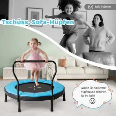 Dětská trampolína Ø102 cm s odnímatelnou rukojetí, mini trampolína s nosností do 100 kg, modrá