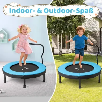 Dětská trampolína Ø102 cm s odnímatelnou rukojetí, mini trampolína s nosností do 100 kg, modrá