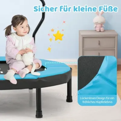 Dětská trampolína Ø102 cm s odnímatelnou rukojetí, mini trampolína s nosností do 100 kg, modrá