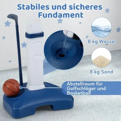 Dětský basketbalový koš 4 v 1 100-140 cm výškově nastavitelný stojan na basketbal s házecím kroužkem