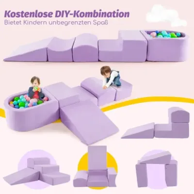 5 TLG. Pěnové stavební bloky Obří stavební bloky s kuličkovou jámou Velké stavební bloky pro skotačení a lezení Fialová barva