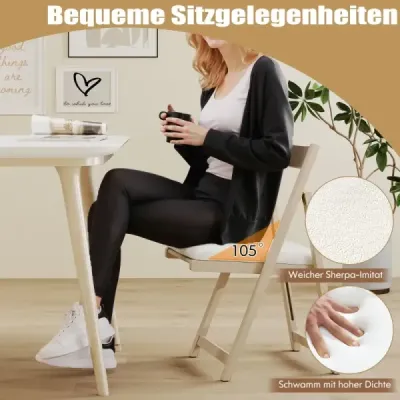 Sada 2 dřevěných skládacích židlí s polštáři, stohovatelné jídelní židle bez područek, čalouněné židle, přírodní
