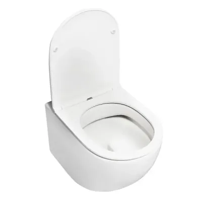 Závěsná WC miska Keramická závěsná WC miska bílá s dvojitým splachováním, automatické spouštění