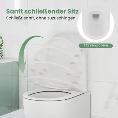 Závěsná WC miska Keramická závěsná WC miska bílá s dvojitým splachováním, automatické spouštění