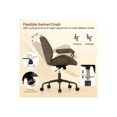 Ergonomická kancelářská židle, otočná, s polstrovanými područkami, počítačová židle, olivově zelená