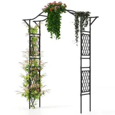 Kovový zahradní oblouk pro popínavé rostliny oblouk zahradní mříž pro růže 170 x 39 x 210 cm černý