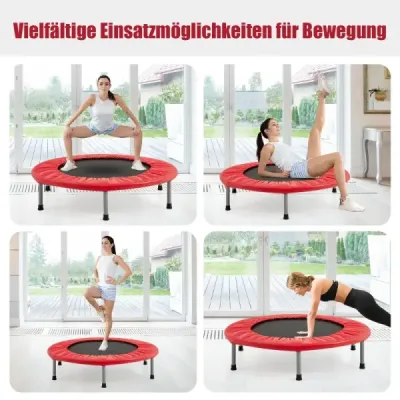 Mini trampolína Fitness trampolína φ97cm, skládací dětská trampolína s nosností do 150 kg, červená