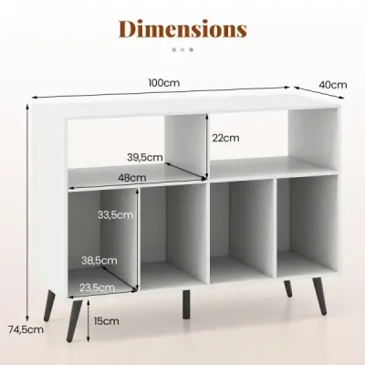 3patrový stojan na gramofon s policemi na vinylové desky, skříňka na gramofon, bílá