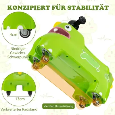 Dětské odrážedlo s úložným prostorem pod sedadlem, světly, hudbou a klaksonem, zelené