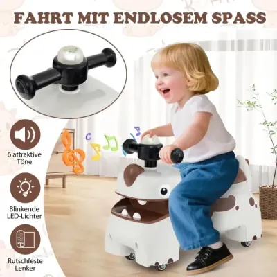 Dětské odrážedlo s úložným prostorem pod sedadlem, světly, hudbou a klaksonem, bílé