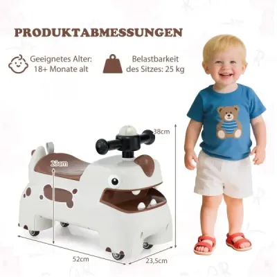 Dětské odrážedlo s úložným prostorem pod sedadlem, světly, hudbou a klaksonem, bílé