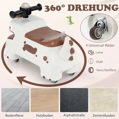 Dětské odrážedlo s úložným prostorem pod sedadlem, světly, hudbou a klaksonem, bílé