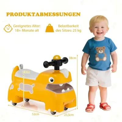 Dětské odrážedlo s úložným prostorem pod sedadlem, světly, hudbou a klaksonem, žluté