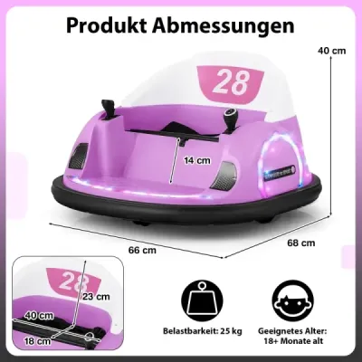 Elektrické autíčko s otočkou o 360° pro batolata 12V s dálkovým ovládáním, růžové