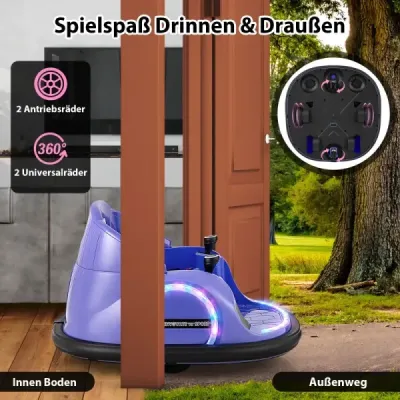 Elektrické autíčko s otočkou o 360° pro batolata 12V s dálkovým ovládáním, fialové