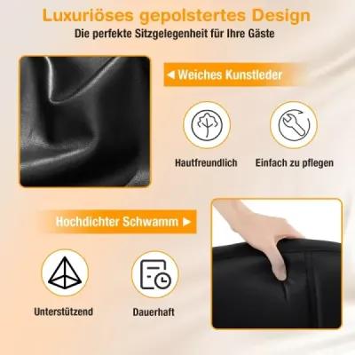 Sada 2 židlí pro hosty, ergonomická recepční židle s kovovým rámem a polstrovanými područkami, černá