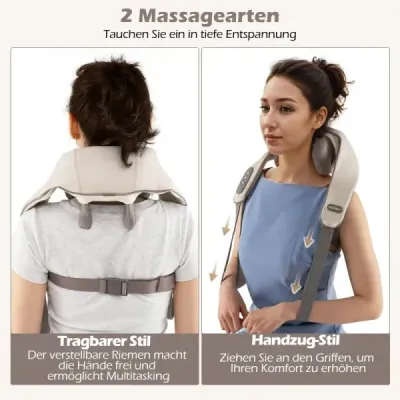 Masážní přístroj na krk a ramena 4D Shiatsu masážní přístroj na záda s hloubkovým hnětením tkání Beige