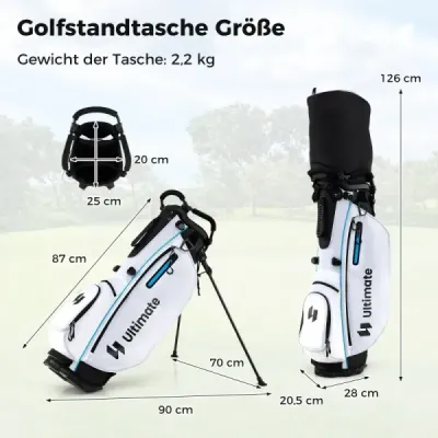 15dílný kompletní set golfových holí golfový set s golfovým bagem a pláštěnkou bílý