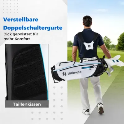 15dílný kompletní set golfových holí golfový set s golfovým bagem a pláštěnkou bílý