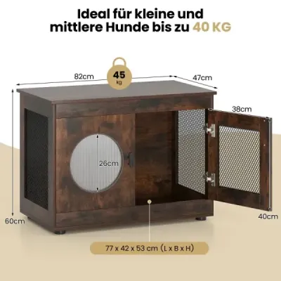 Klec pro psy Klec pro psy ve stylu nábytku s dvířky a oknem na PC Klec pro malé a střední psy Kočka Pet Brown 82 x 47 x 60 cm