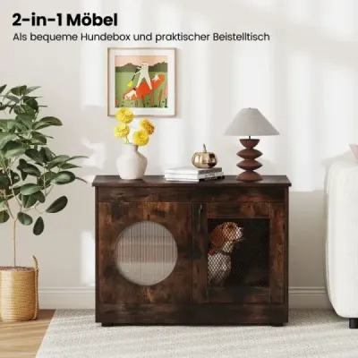 Klec pro psy Klec pro psy ve stylu nábytku s dvířky a oknem na PC Klec pro malé a střední psy Kočka Pet Brown 82 x 47 x 60 cm