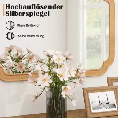 Obdélníkové zrcadlo s dřevěným rámem 90 x 60 cm nástěnné zrcadlo na statku závěsné zrcadlo dekorativní zrcadlo velké do obývacího pokoje