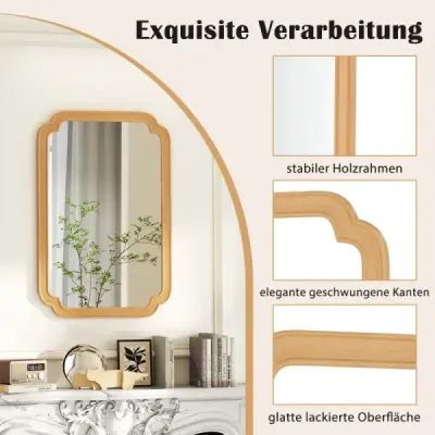 Obdélníkové zrcadlo s dřevěným rámem 90 x 60 cm nástěnné zrcadlo na statku závěsné zrcadlo dekorativní zrcadlo velké do obývacího pokoje