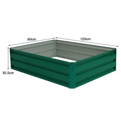Vyvýšený ocelový záhon Obdélníkový květináč Vyvýšený zahradní záhon Studený rám pro zeleninu Květiny Bylinky Zelená 120 x 90 x 30,5 cm