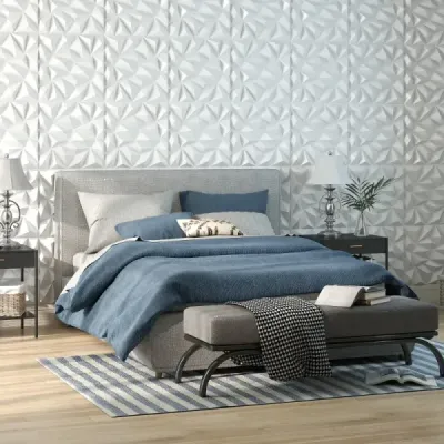20 kusů 3D nástěnných panelů diamant 50 x 50 cm nástěnné obklady dekorace na zeď bílé 5m²