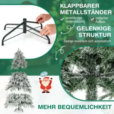 Umělý vánoční stromek se sněhovými a teplými bílými LED světly Vánoční stromek 180 cm