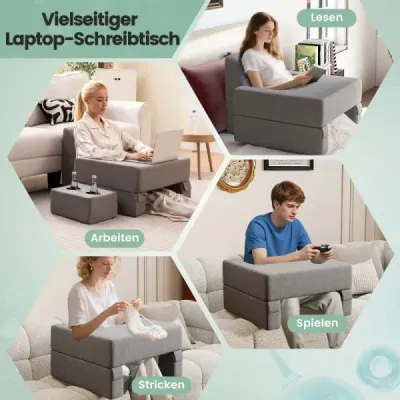 Polštářek na čtení na postel a pohovku Polštářek na knihu s držákem na kelímek Ergonomický zádový polštářek Šedý